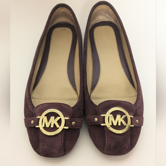 Michael Kors Burgundy Suede Leather Ballerina Flats, Size 11 - Picture 3 of 7